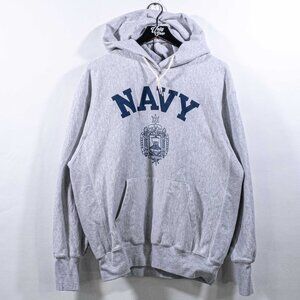 US Navy Academy Champion Hoodie Sweatshirt Weave Medium Y2K Military